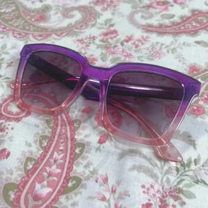 Pink and Purple Ombre Sunglasses Square Rectangular Cateye